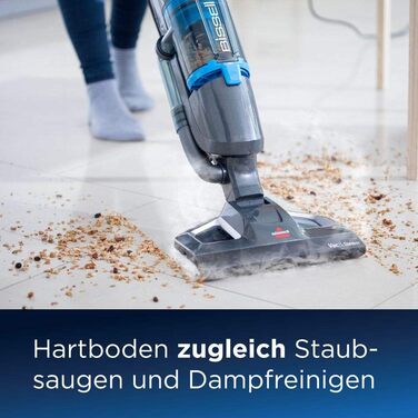 BISSELL Vac & Steam Titanium – пилосос та парова швабра 2-в-1 для твердих підлог, плитки та дерев'яних покриттів, з регулюванням пари, очищення без хімії, 81 дБ, модель 1977N