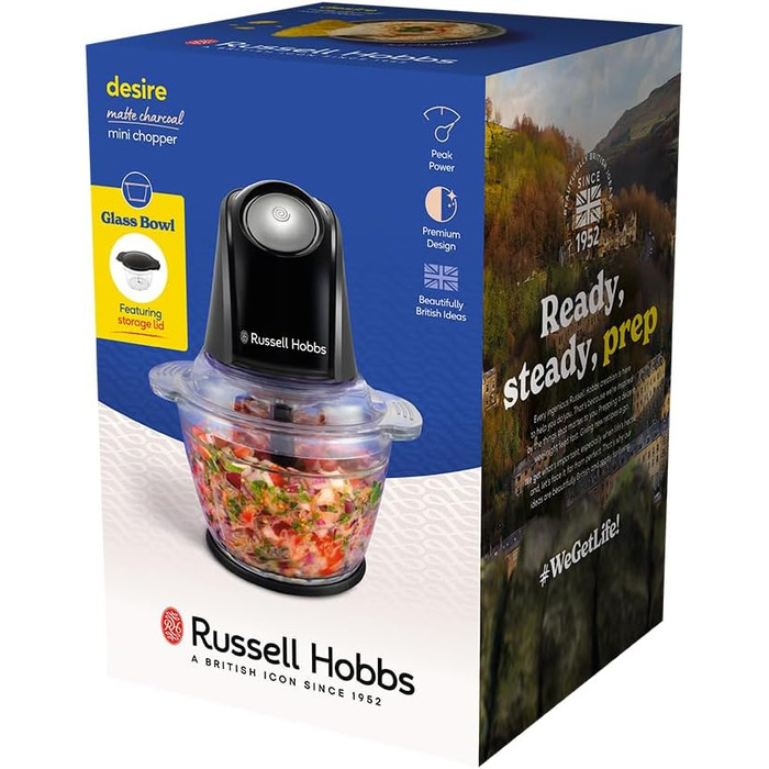 Подрібнювач кухонний електричний Russell Hobbs Mini Zerkleinerer 1л, сталь, 350W, чорний матовий 27131-56