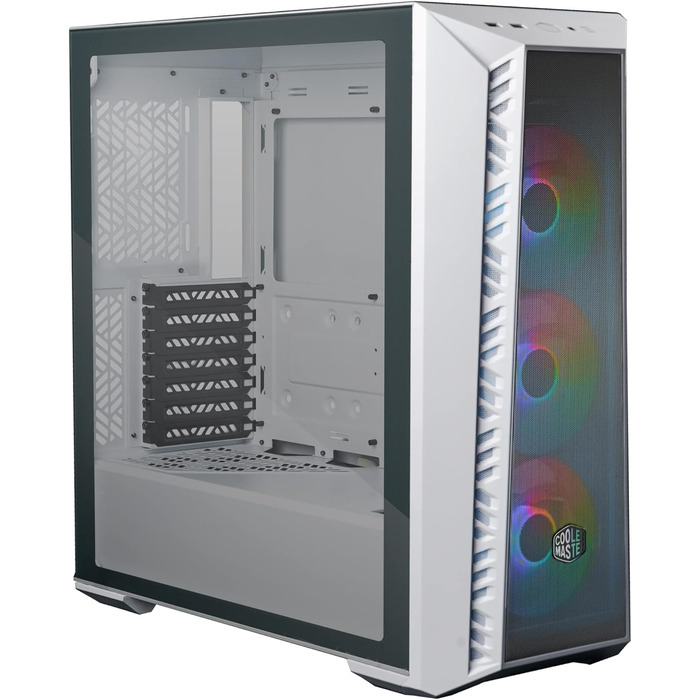 Корпус для ПК Cooler Master MasterBox 520 Mesh, Mid-Tower ATX, 3 встановлені вентилятори, кілька варіантів охолодження, сітчаста передня панель, бічна панель із загартованого скла, ARGB-контролер, білий