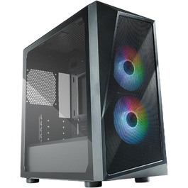 Корпус для ПК Cooler Master CMP 320 Mini-Tower, чорний, Micro-ATX, скляна бічна панель, 2x 120 мм ARGB вентилятори, підтримка різних компонентів, з кришкою для блоку живлення