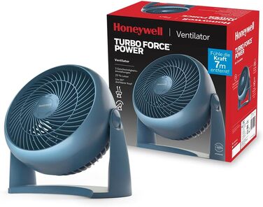 Вентилятор Honeywell TurboForce HT900NE4, синій, настільний і настінний, 3 швидкості, тиха робота, регульований нахил до 90°