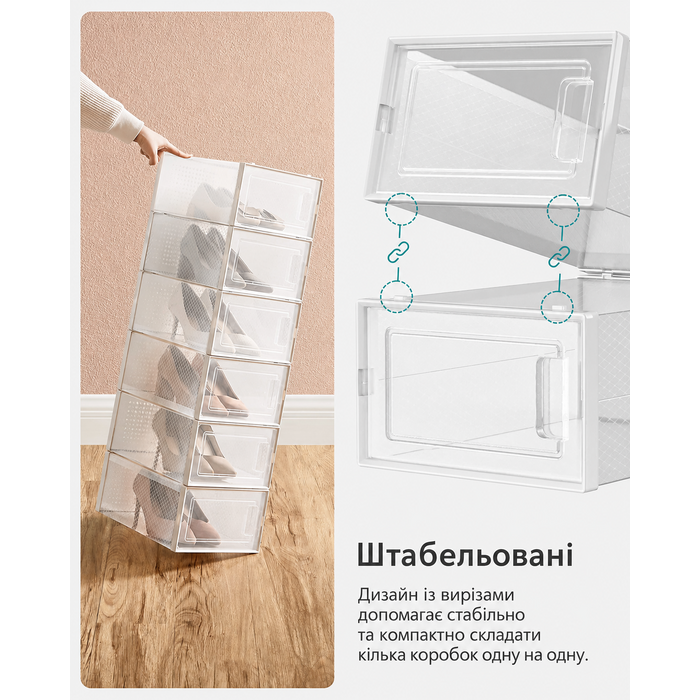 Коробки для взуття SONGMICS до 18 пар прозорі