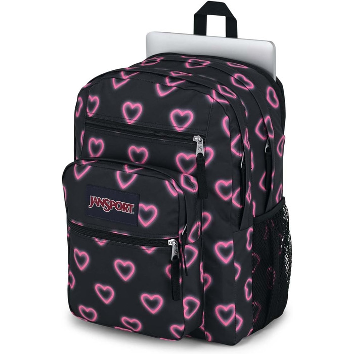 Рюкзак JanSport BIG STUDENT для школи та міста, чорний з принтом Happy Hearts, великий об'єм