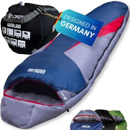 Зимовий спальний мішок-кокон EXPLORER® GRÖNLAND для дорослих, від -23°C до -5°C, 350GSM, 230x82x55см, синій (RV, правий)