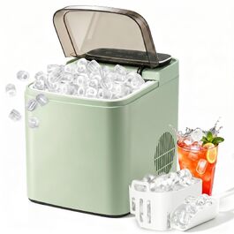 Льодогенератор Citybee з функцією самоочищення, 12 кг/24год, компактний Ice Maker для кухні, офісу та вечірок (Зелений)