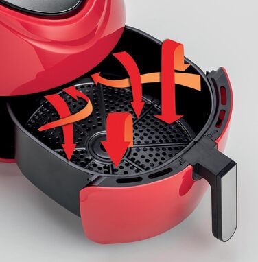 Аерофритюрниця Ariete Airy Fryer XXL 4618, 7 л, 1800 Вт, сенсорний LCD-дисплей, 7 програм, таймер 60 хв, червона