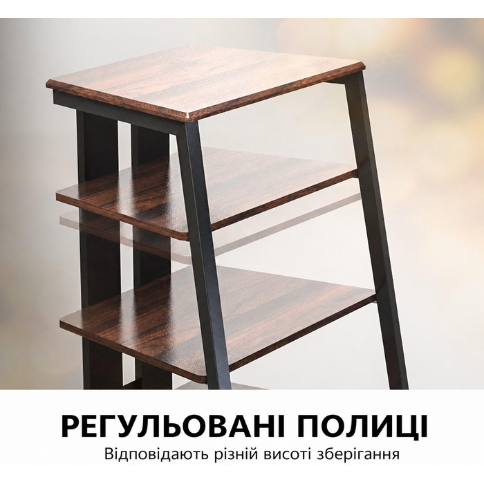 Стійка для HiFi апаратури FITUEYES з дерева та сталі, стіл для програвача з регульованою полицею, тумба для програвача та стереосистем, 61x52x78 см, горіх