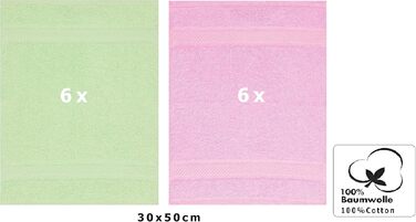 Набір гостьових рушників Betz Palermo 12 шт, 100% бавовна, 30x50 см, рожевий та зелений