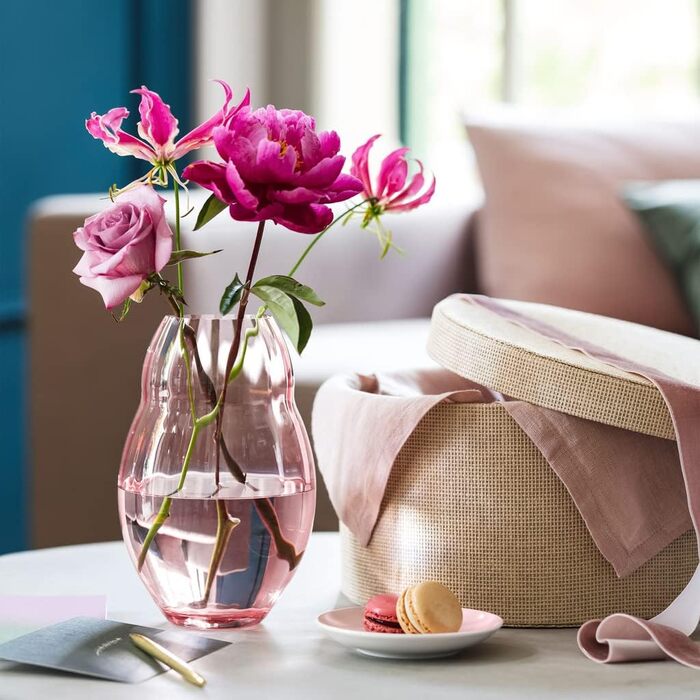 Ваза Villeroy & Boch Rose Garden 20 см рожева, скляна ваза для квітів, декор для дому та столу, кришталь