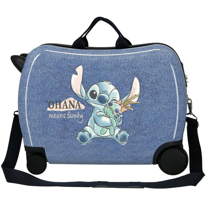 Дитяча валіза Disney Stitch Dance it out, жорсткий ABS, 50x38x20 см, 34 л, синя, на 2 колесах, з кодовим замком