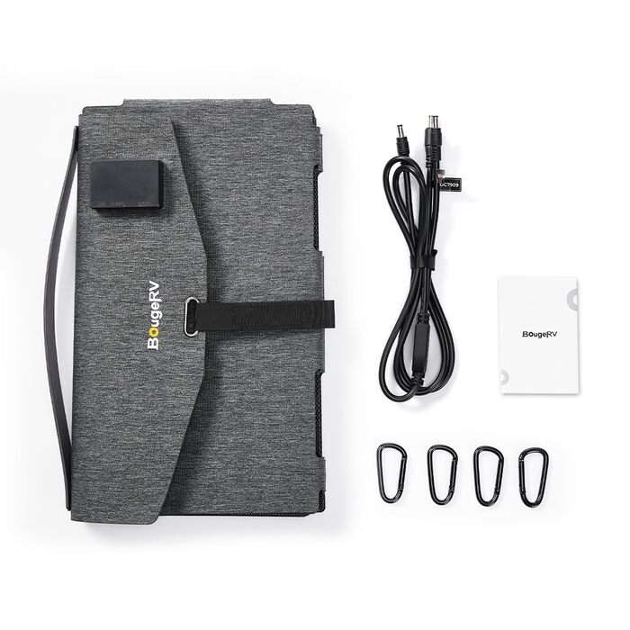 Складана сонячна панель BougeRV 100W ETFT, портативний сонячний модуль з виходами DC/USB-C/USB-A, скловолокно 270°, 2 кг, для паверстанцій, смартфонів та планшетів