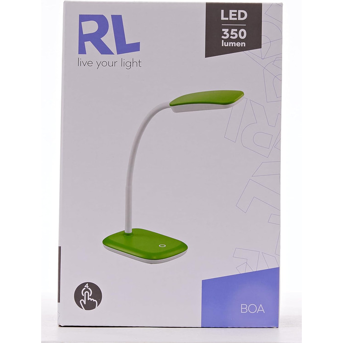 Настільна лампа Reality Leuchten Boa, акрилова, 3.5 Вт, LED, зелена