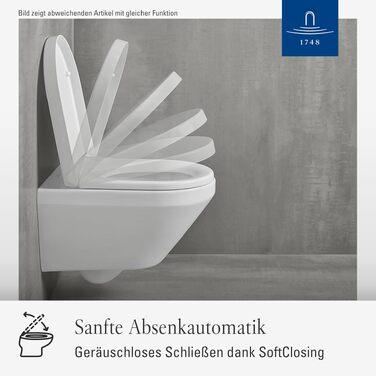 Сидіння для унітазу Villeroy & Boch Hommage з мікроліфтом, Duroplast, D-подібне, білий глянцевий (Alpin)