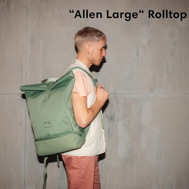 Рюкзак Johnny Urban Allen Large зелений, водостійкий, ролтоп для чоловіків і жінок, місткий міський рюкзак для ноутбука та велосипеда, з відділенням для взуття