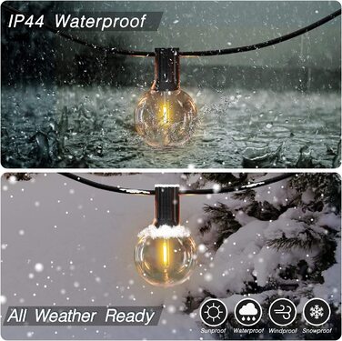 SON4SUN гірлянда для вулиці 10 м, LED, 25+3 G40 ламп, IP44, тепле біле світло, водонепроникна, для саду, тераси, весіль, вечірок