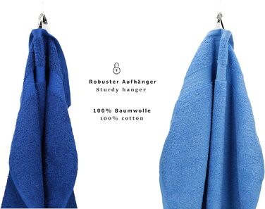 Комплект рушників Betz Premium 10 шт., 100% бавовна, королівський та світло-блакитний, 2 банних, 4 для рук, 2 гостьових, 2 рукавиці для вмивання