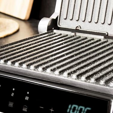 Електричний гриль Cecotec Rock'nGrill Dual 2000W з регулюванням температури та знімними антипригарними пластинами, що відкриваються на 180°