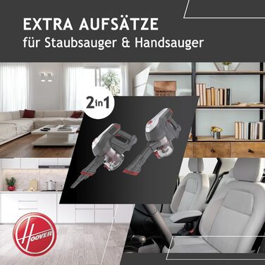 Пилосос Hoover H-FREE 100 PETS для прибирання шерсті тварин, акумуляторний, без мішка, з насадкою для тварин, до 40 хв роботи, бездротовий, LED-підсвітка, XL контейнер, функція паркування, насадка-щіточка, червоний/титан