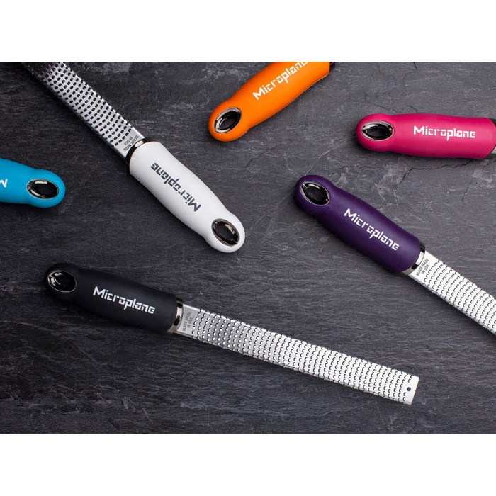 Терка Microplane Premium Classic для цедри, дрібна, чорна/червона/жовта/синя/фіолетова/рожева + захисна рукавичка Prymo, біла