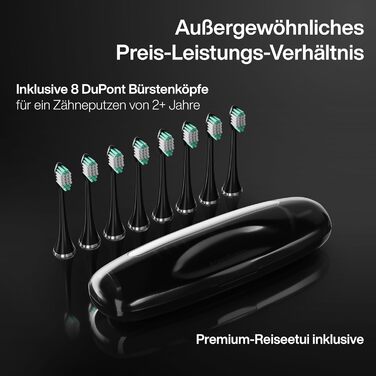 Електрична зубна щітка Aquasonic Black Series Ultra - 8 насадок, кейс, бездротова зарядка, 4 режими, таймер