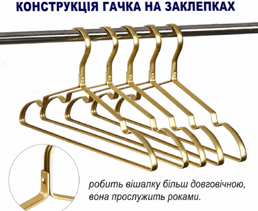 Вішалки для одягу Row & Line 20 шт 42 см золотисті