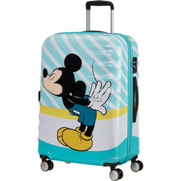 Валіза American Tourister Wavebreaker Disney Mickey Blue Kiss, 67 см, 64 л, багатобарвна, на колесах-спінерах