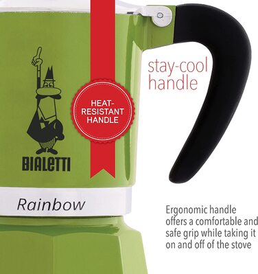 Кавоварка Bialetti Rainbow, алюмінієва, зелена, 6 чашок