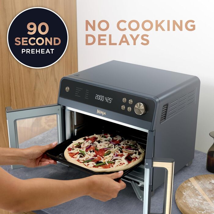 Мультипіч Ninja French Door Premier Air Fry Oven 10-в-1, 20.3 л, з аксесуарами (кошик 5 л, деко, решітки), FO101BK, Cyberspace