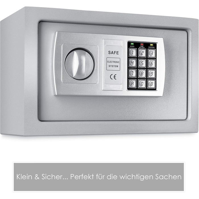 Електронний сейф KESSER 31x20x20 см, LED-дисплей, подвійний ригель, настінний та меблевий, кодовий замок, сріблястий, з підсвіткою та монтажним комплектом