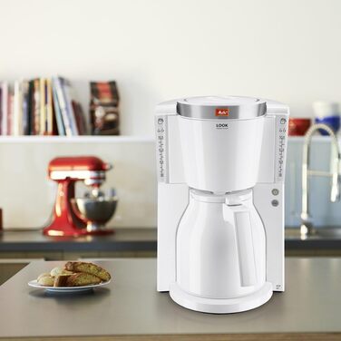 Кавоварка Melitta Look Therm Selection з термочашею, 8 чашок, біла, фільтраційна, захист від крапель