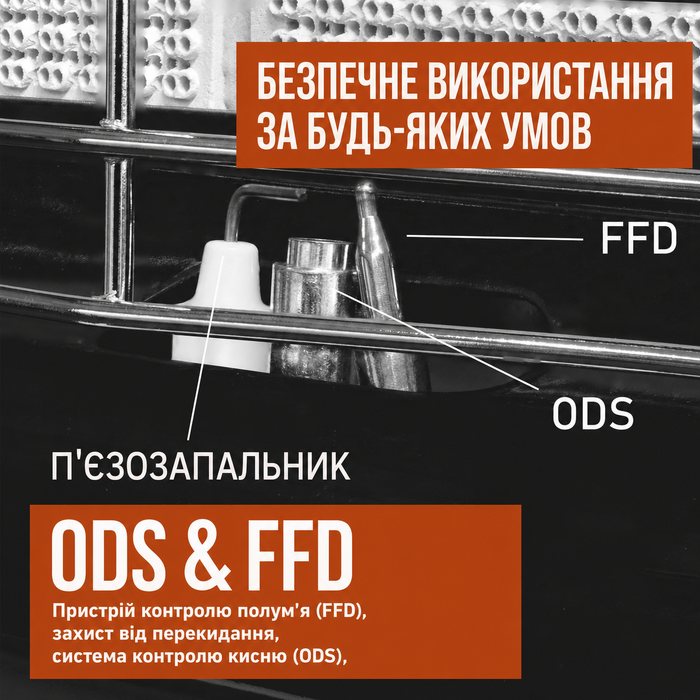 Газовий обігрівач 4200 Вт з інфрачервоним керамічним нагрівачем, газовий піч/обігрівач, включаючи регулятор тиску газу та шланг (на бутан/пропан, до 15 кг) (Газовий балон не входить у комплект)