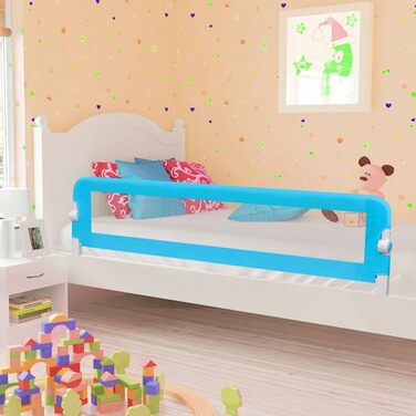Бортик для ліжка vidaXL 150x42 см, дитячий захист від випадання, поліестер (синій)