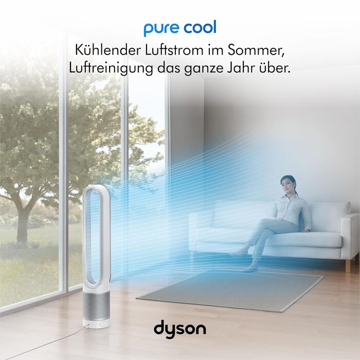 Dyson Pure Cool TP00: Очищувач-вентилятор повітря з охолодженням, білий/сріблястий