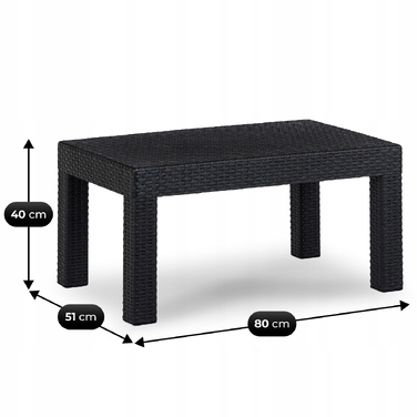 Комплект садових меблів із техноротанга MEBEL ELITE, чорний, 4 предмети