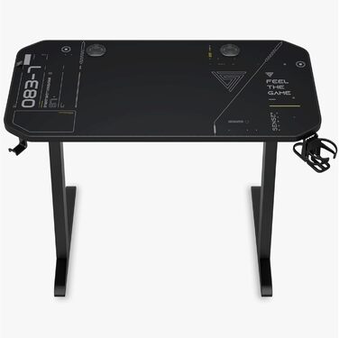 Ігровий стіл SENSE7 Nomad Cybernetic 120x60 см, комп'ютерний стіл з вуглецевим покриттям, ергономічний, з гачком для навушників, підсклянником та тримачем для контролера