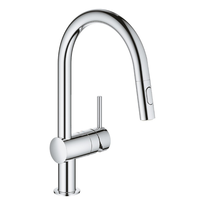 Змішувач кухонний GROHE Minta з висувним душем, 2 режими, поворотний 360°, економія води, хром (32321002)