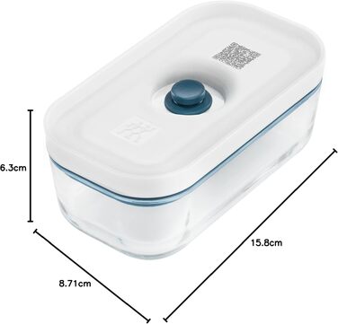 Вакуумний контейнер ZWILLING Fresh & Save зі скла, розмір S, з вакуумною кришкою, колір Blue La Mer