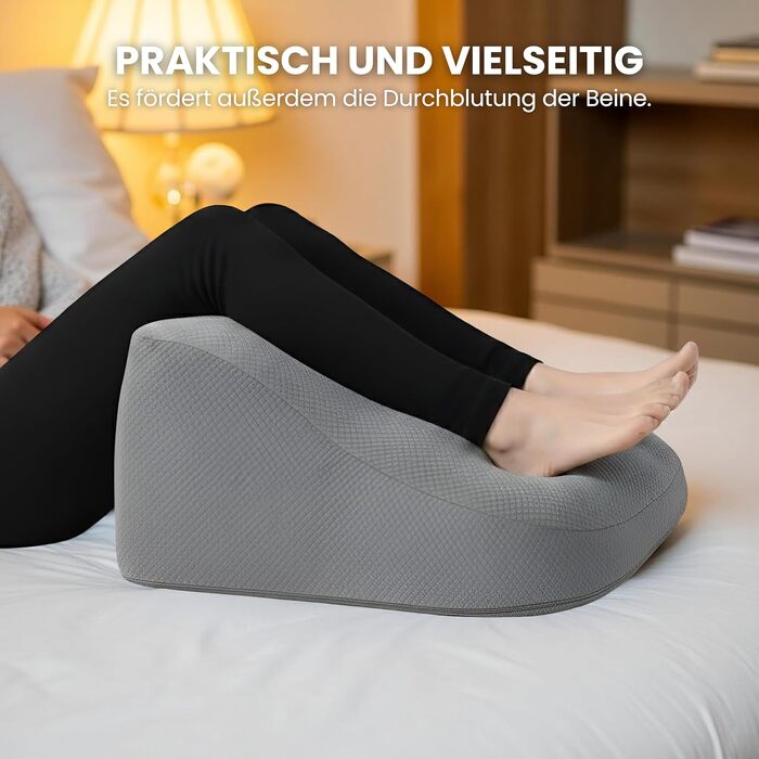 Подушка для спини та попереку з піни Memory Foam для ліжка та дивана - ергономічна трикутна форма, сіра