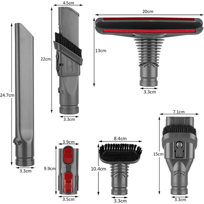 Набір аксесуарів та насадок для пилососа Dyson V8/V7/V6/DC19/DC29/DC34/DC33/DC35/DC62, змінні запчастини (6 в 1)