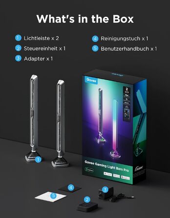 Розумні світлові панелі Govee RGBIC LED Play Lightbars, тристоронні регульовані LED-лампи для геймінгу та створення атмосфери