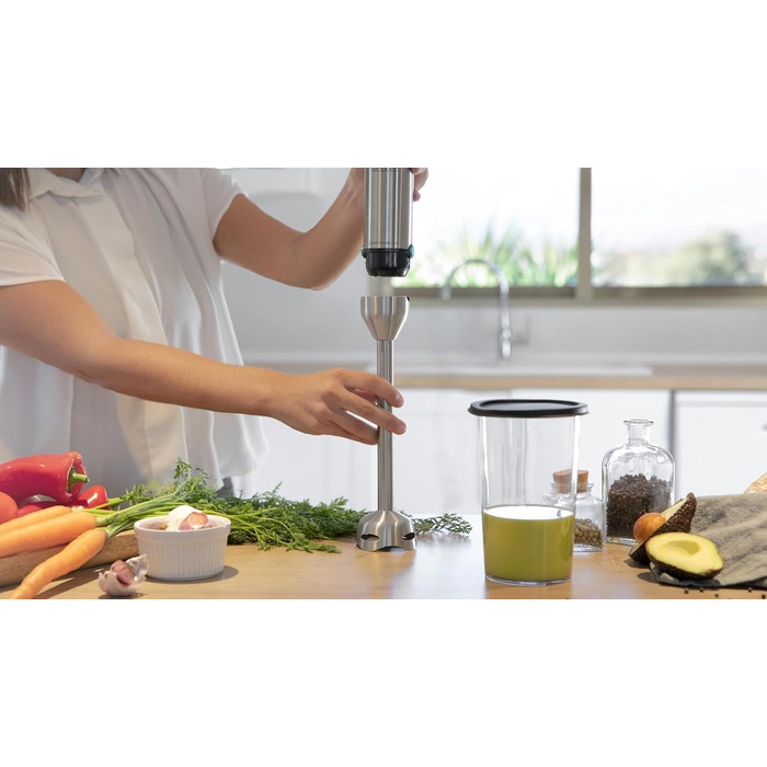 Блендер Cecotec Stabmixer Power TitanBlack 1500 XL Cream: 1500 Вт, технологія CrossBlades, титанове покриття, XL-ніжка, захист від бризок, 2 насадки