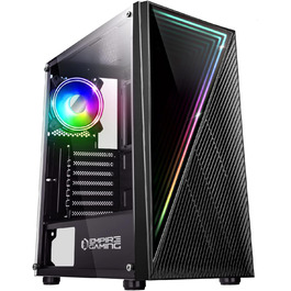 Ігровий корпус Empire Gaming Crystal ARGB, середній ATX/Micro ATX/ITX, 3D-дзеркальний ефект, 2 вентилятори (1x120мм ARGB, 1x120мм стандарт), чорний