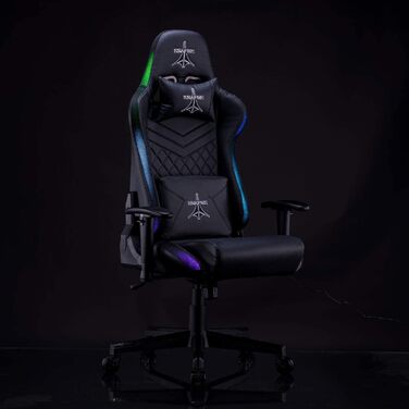 Ігровий крісло BRIGROS La voglia di fare Reaper з RGB підсвічуванням, регульованою спинкою та великим вибором кольорів (чорний)