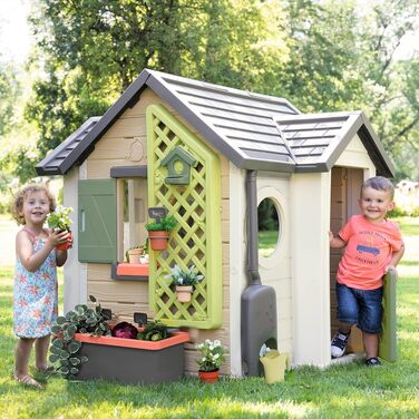 Дитячий садовий будиночок Smoby Life Garten Spielhaus 128x132x135 см з переробленого пластику - для дітей від 2 років