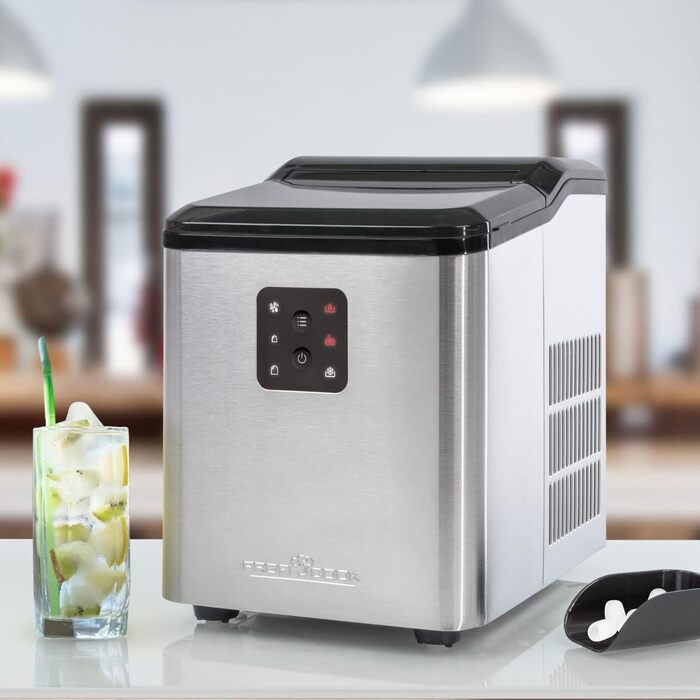 Льодогенератор ProfiCook PC-EWB 1253, 12 кг/добу, 2 розміри кубиків, 1,5 л бак, швидке приготування льоду, з лопаткою