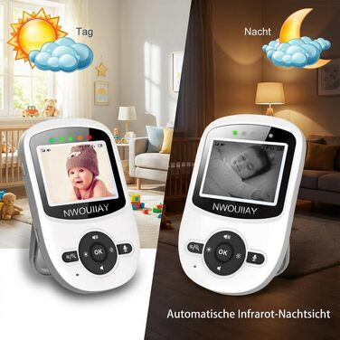 Відеоняня Baby Phone з 3.2-дюймовим LCD-дисплеєм, HD цифрова камера з нічним баченням, двосторонній аудіозв'язок, 2.4 GHz