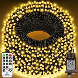 Світлодіодна гірлянда 30м 1000 LED теплий білий колір, водонепроникна для вулиці та дому, 8 режимів, з пультом та таймером для саду, балкона та новорічного декору