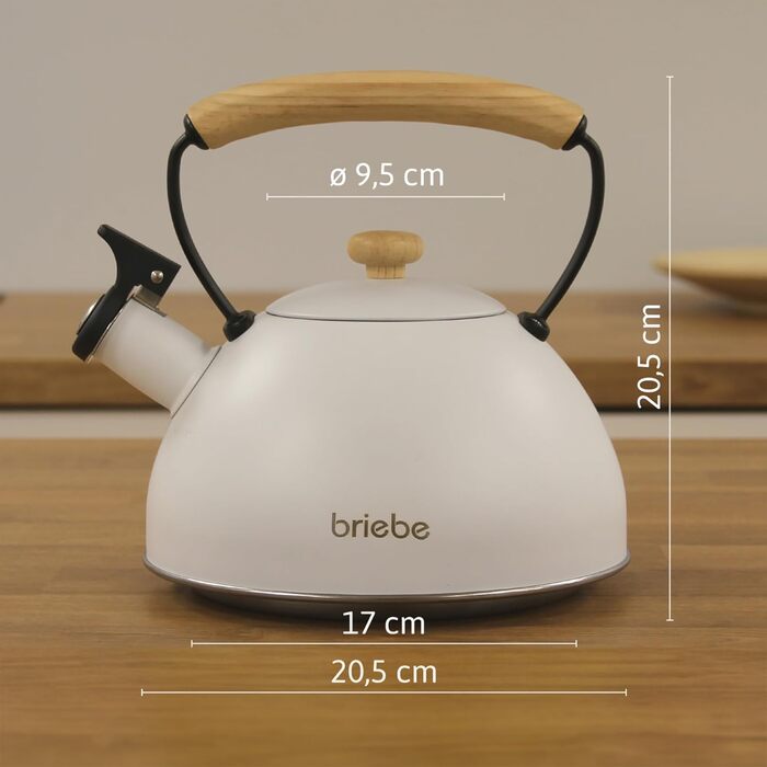 Тостер Briebe Nordic Set 2-слотовий з підставкою для булочок, 6 рівнів підсмажування + Електричний чайник індукційний 2.3л, нержавіюча сталь, без BPA, набір для сніданку в скандинавському дизайні, білий