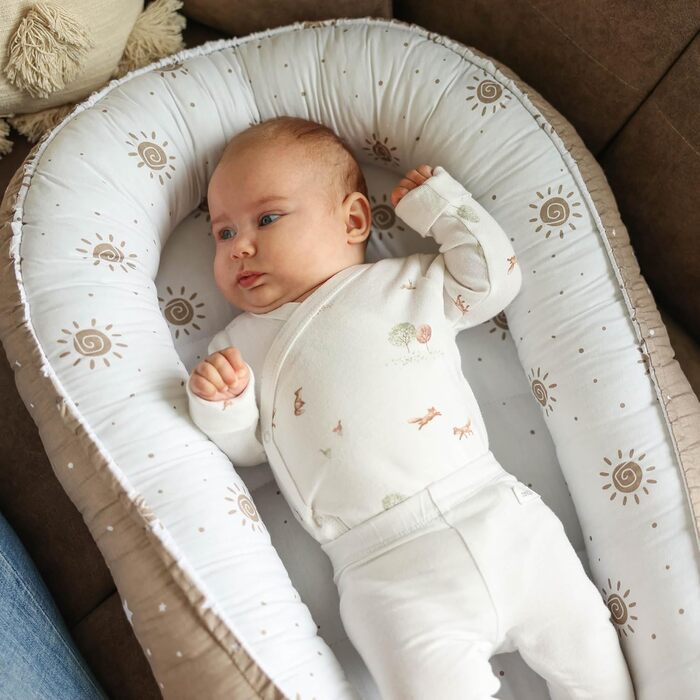 Дитяче кокон-гніздечко Babynest 90x50 см, ручна робота, бавовна, сонячний дизайн