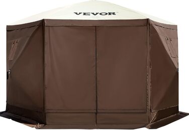 Намет павільйон VEVOR 3,6x3,6 м, 6-сторонній, поп-ап тент із москітними вікнами, сумка, кілки, великий тіньовий намет для кемпінгу, саду, двору